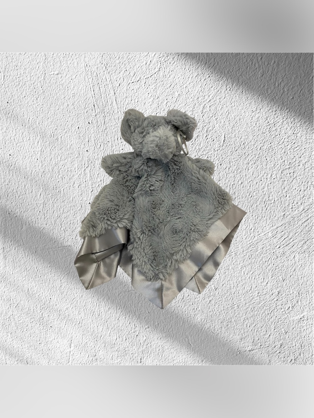 Cloud Island Soft Gray Elephant Security Blanket Lovey Gray Satin Trim Baby
